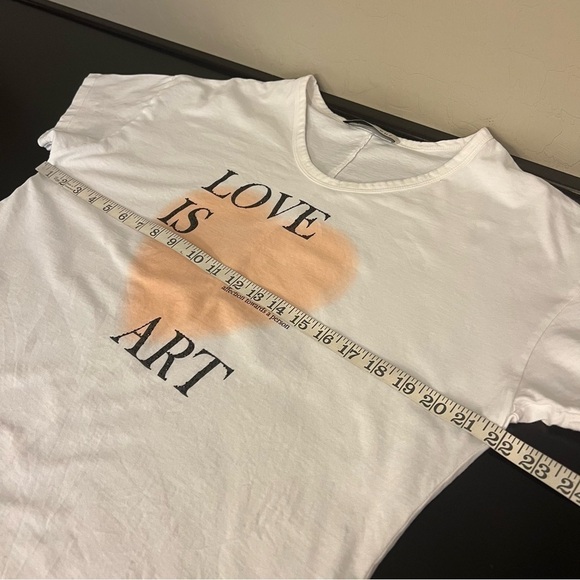 OUI Love is art graphic white tshirt, short sleeve, 100%Cotton, size 10 - Picture 6 of 11